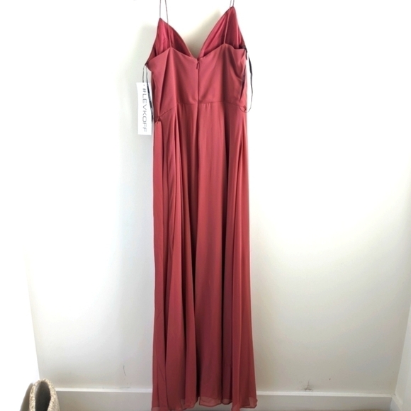 BILL Levkoff Rose wood Chiffon Dress with Spaghetti straps 10 - Picture 6 of 16